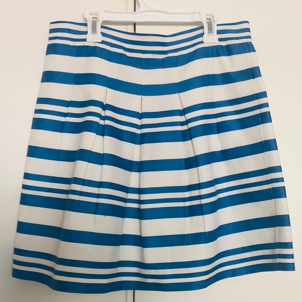 Loft Ocean Blue And White Pleated Skirt